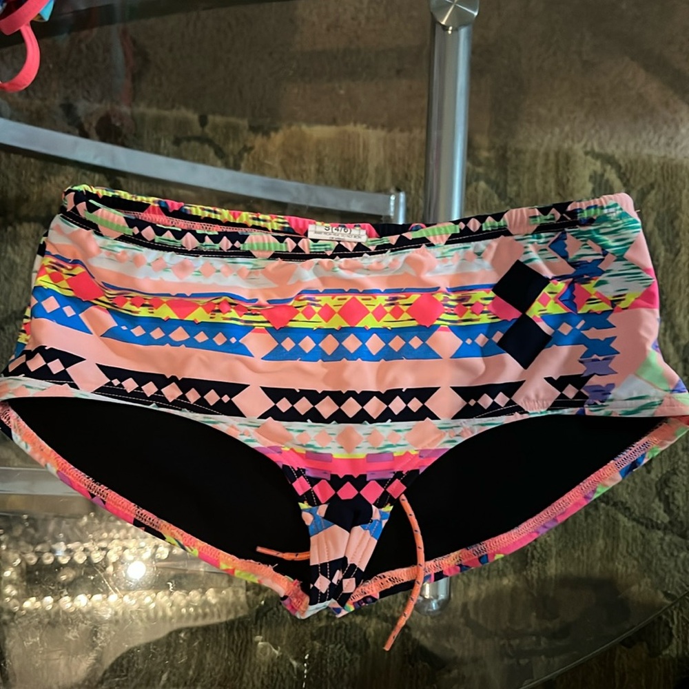 TYR Swimwear Womens S Pink multi Active Boy Shorts Drawstring